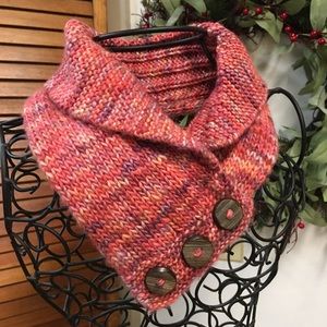 Hand knitted comfy collar with wooden buttons